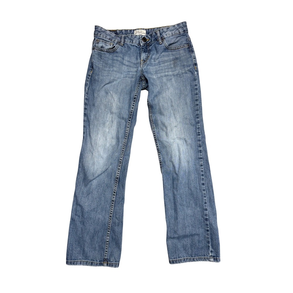 Aeropostale Chelsea Bootcut Jeans Blue Medium Wash Low Rise 3/4 Short